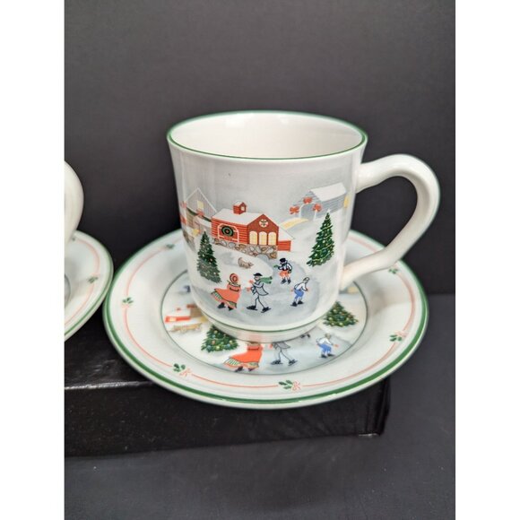 Sango 3900 Silent Night 10 Oz Mug And Saucer Set By Joan Luntz Lot of 2 - Picture 3 of 7